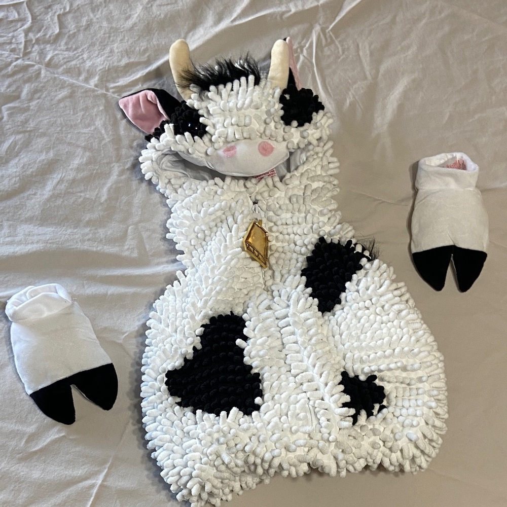 Going Wild Chenile Cow Costume Set Infant Size 6-9 Months Costume  Halloween